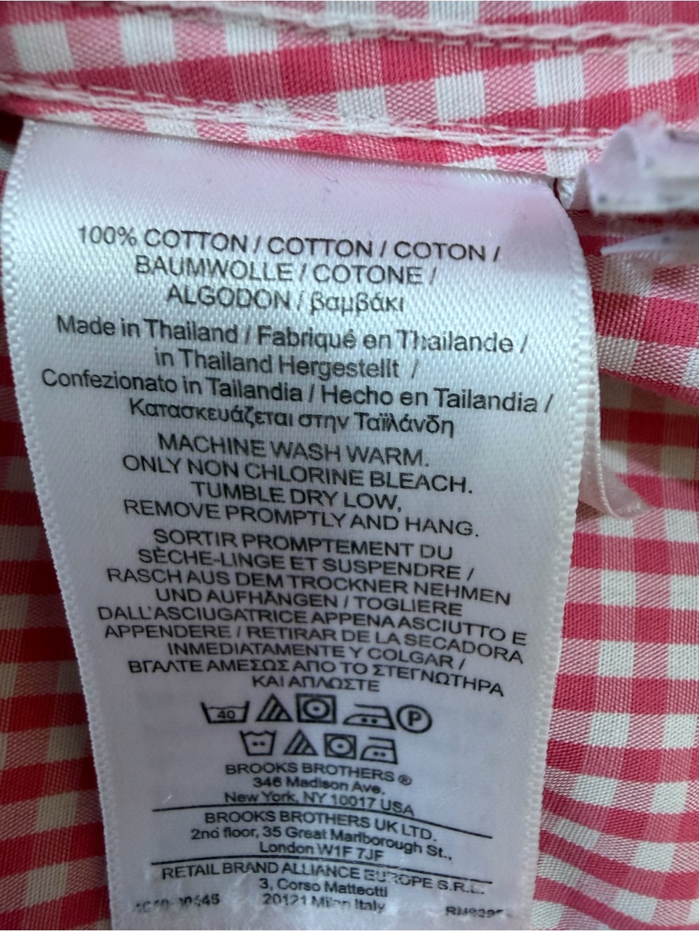 Brooks Brothers GINGHAM Cotton Pink Green Shirt Top Blouse Spring Preppy Size 6 - Picture 8 of 10